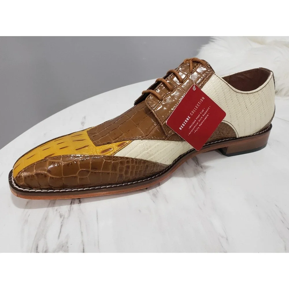 NEW NO BOX SIZE 13 WIDE Stacy Adams Tristano Men's Oxford‎ BROWN TAN white croc